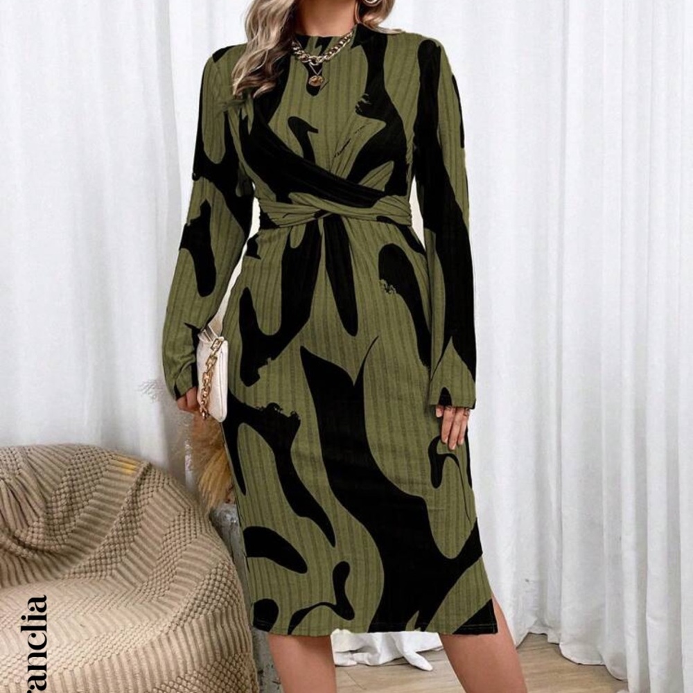Black and olive dress